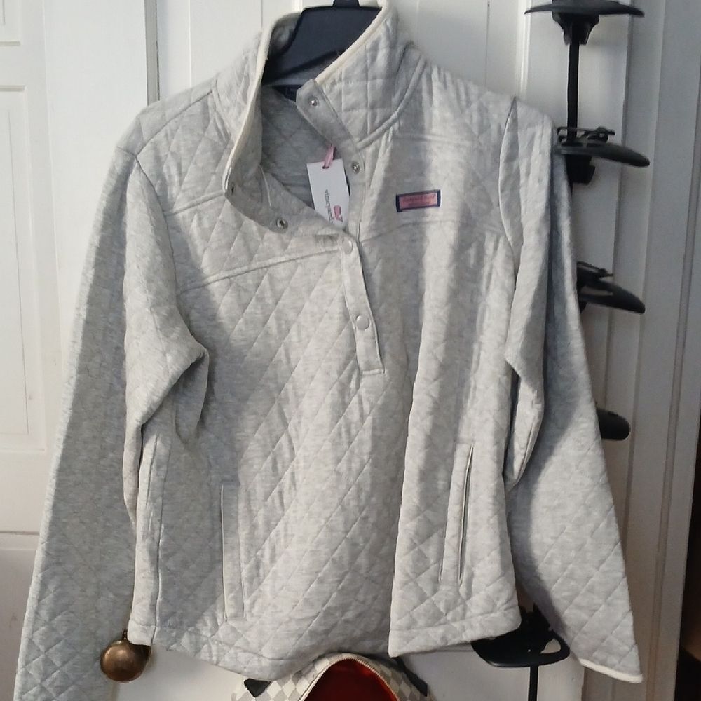 Vineyard Vines Quilted Gray Pullover